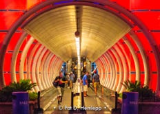 A futuristic-looking entrance to Bally's in Las Vegas, Nev.