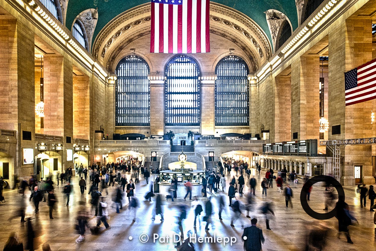 Travelers rush through the Main Concourse of Grand Central Terminal, New York City.