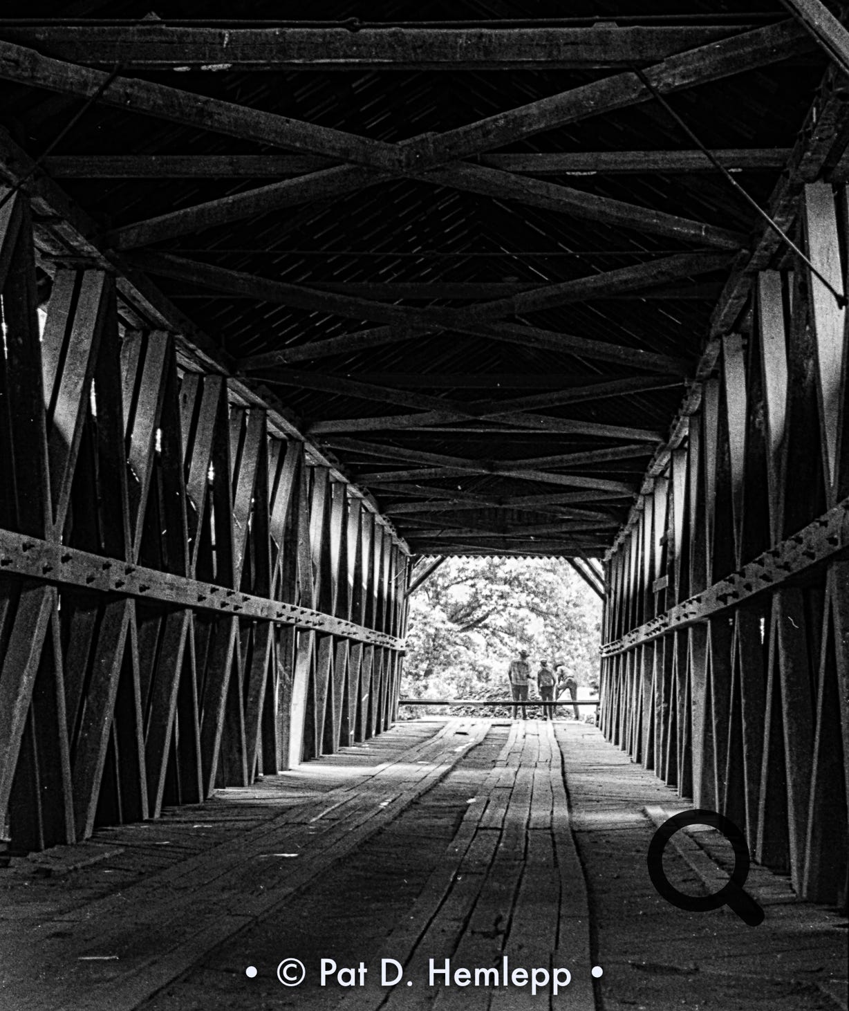 Bennett's Mill covered bridge in South Shore, Ky., June 1976 black & white photograph.